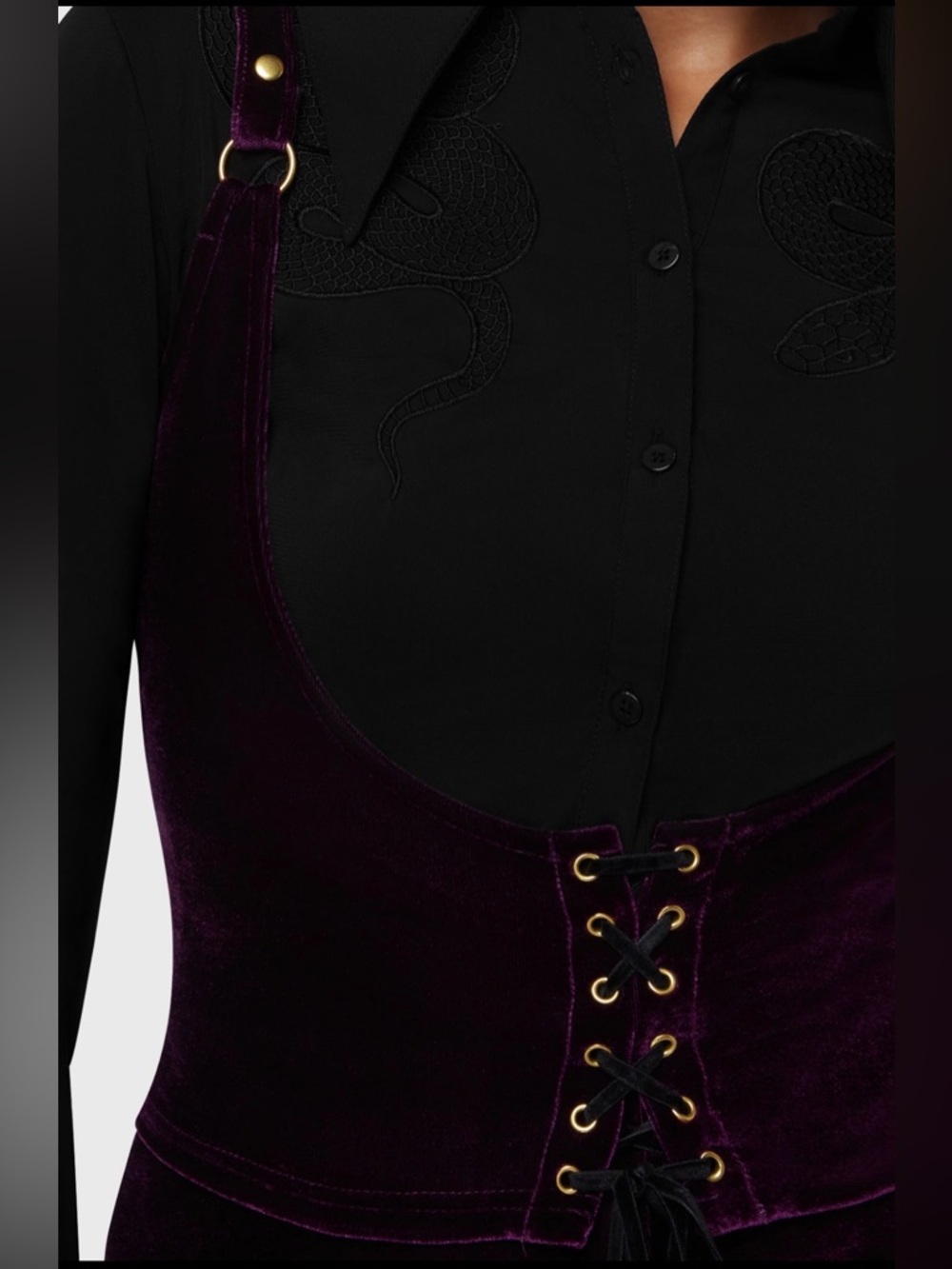 Killstar Velvet Underbust Corset Top Large Plum - Picture 4 of 8